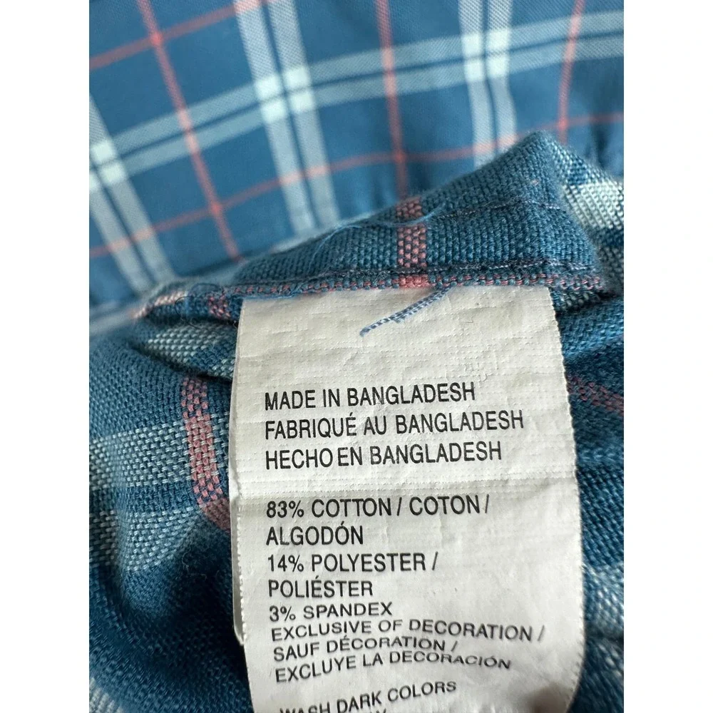 Izod Saltwater Shirt Men's Large Plaid Newport Oxford Stretch Relaxed Stretch